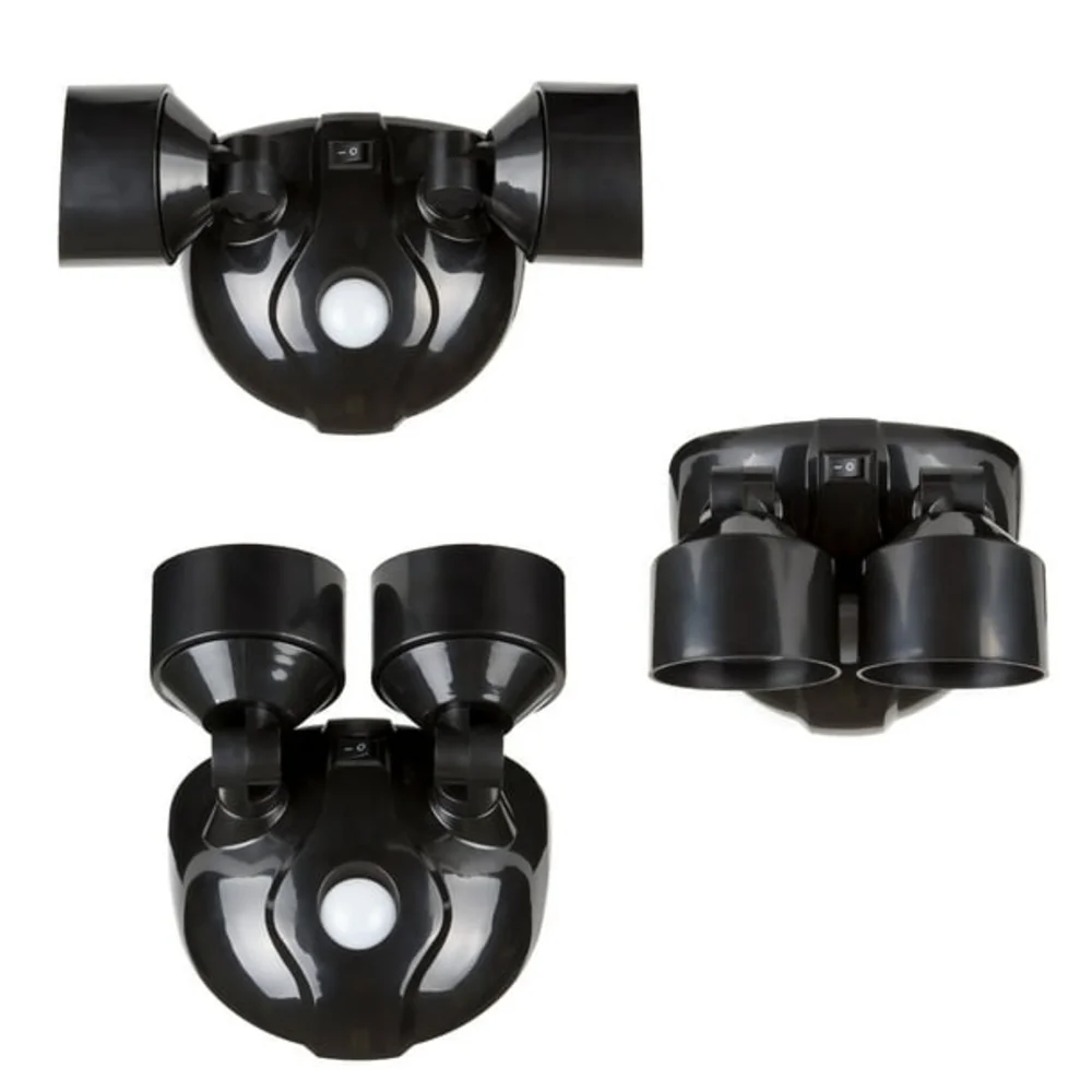 Dual Head Black Motion Sensor Security Battery Powered Light